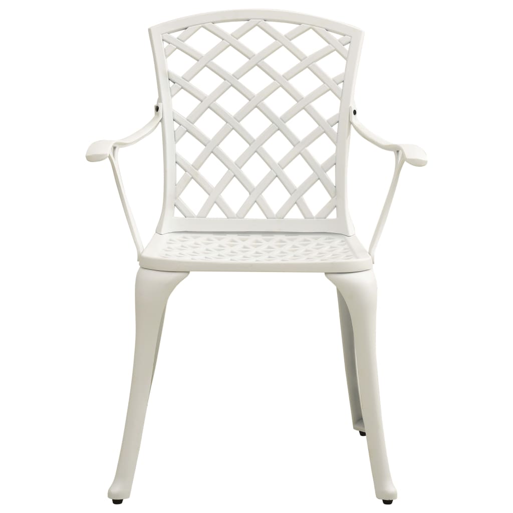 Mesa y sillas de bistró 3 piezas aluminio fundido blanco