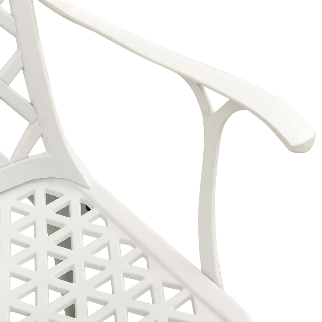 Mesa y sillas de bistró 3 piezas aluminio fundido blanco