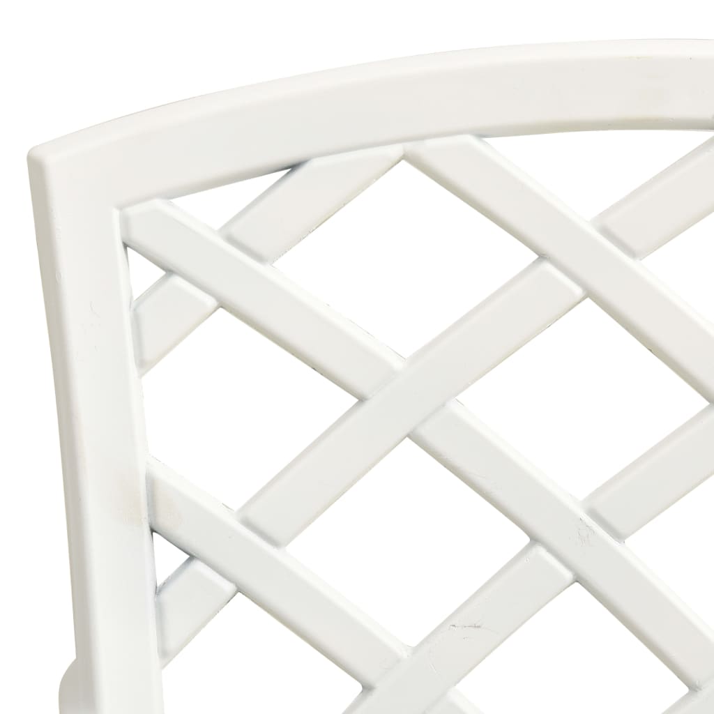 Mesa y sillas de bistró 3 piezas aluminio fundido blanco