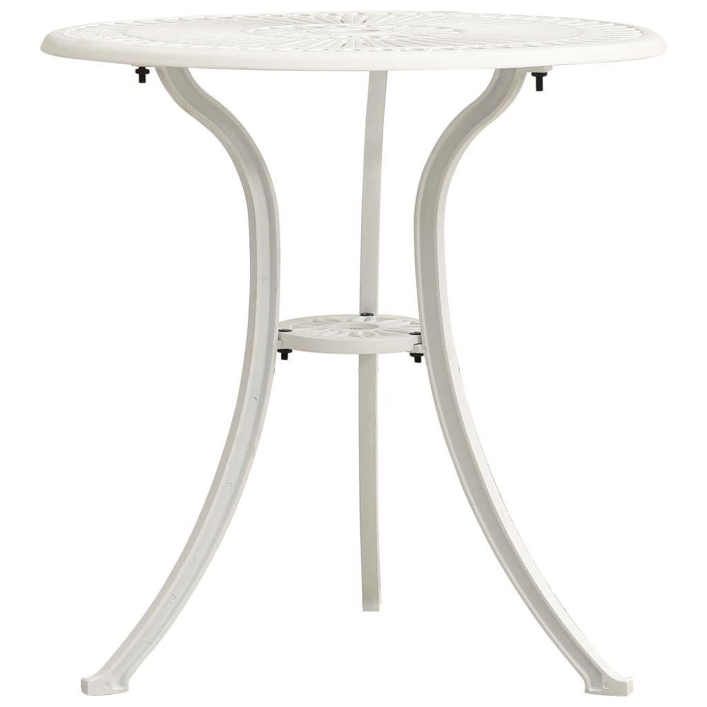 Mesa y sillas de bistró 3 piezas aluminio fundido blanco
