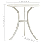 Mesa y sillas de bistró 3 piezas aluminio fundido blanco