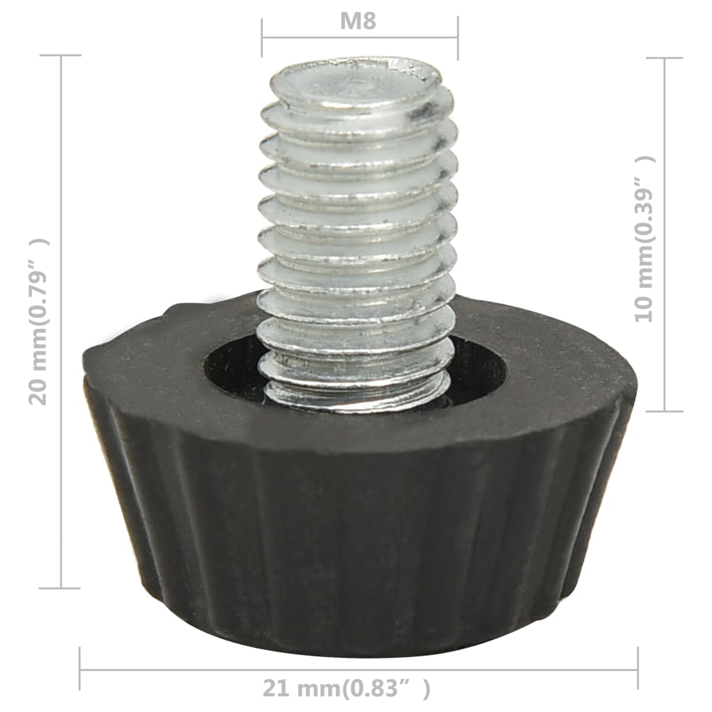 Patas de mueble regulables M8 18 unidades negro