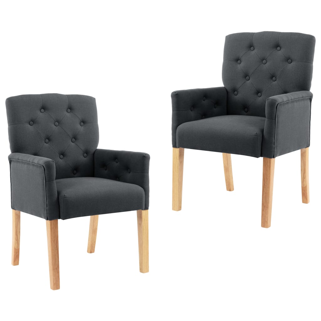 Dining chairs with armrests 2 units in beige fabric