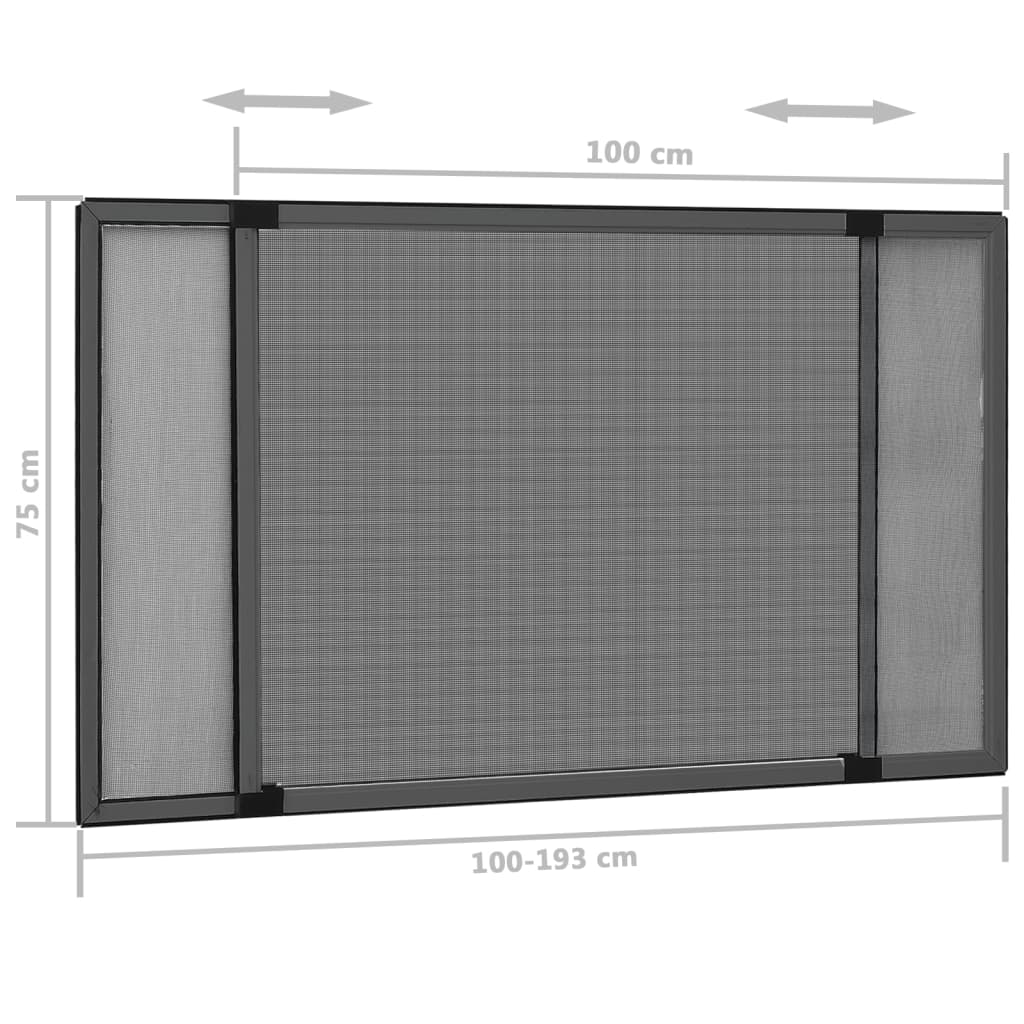 Mosquitera extensible de ventanas gris antracita (100-193)x75cm