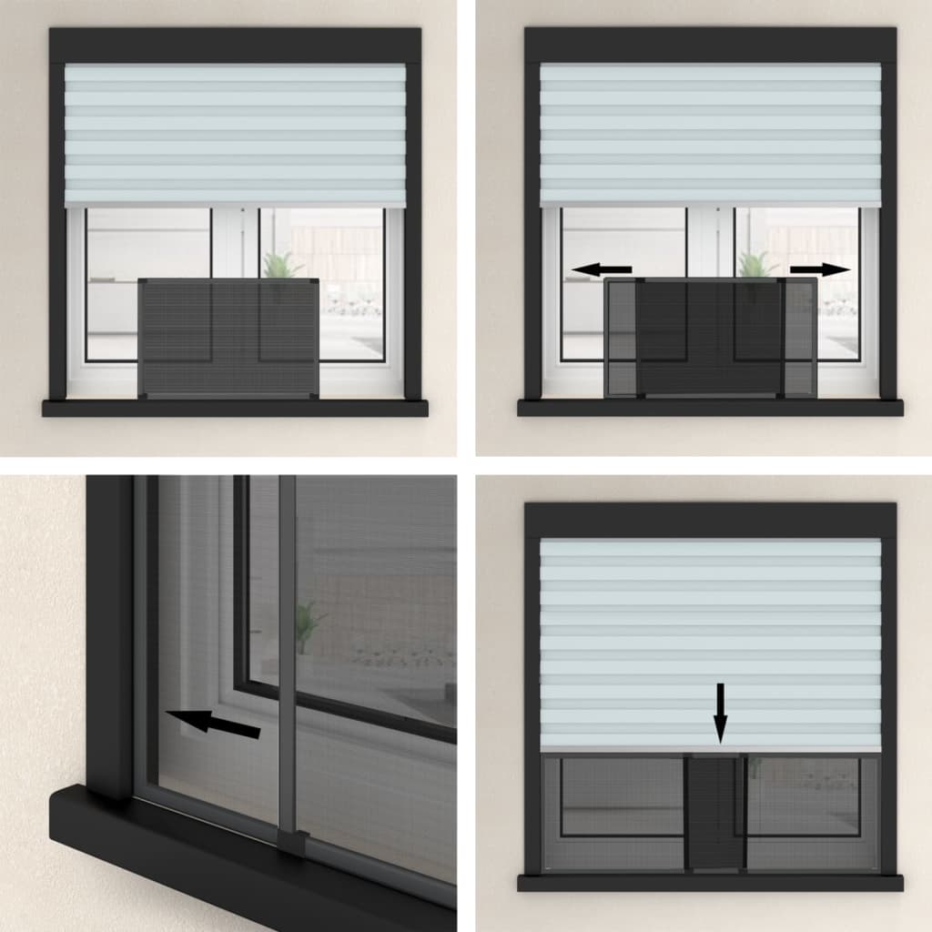 Mosquitera extensible de ventanas gris antracita (100-193)x75cm