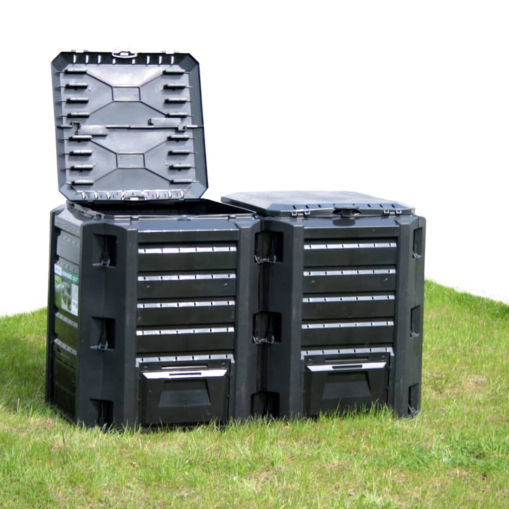 Compostor de jardim preto 1200 L