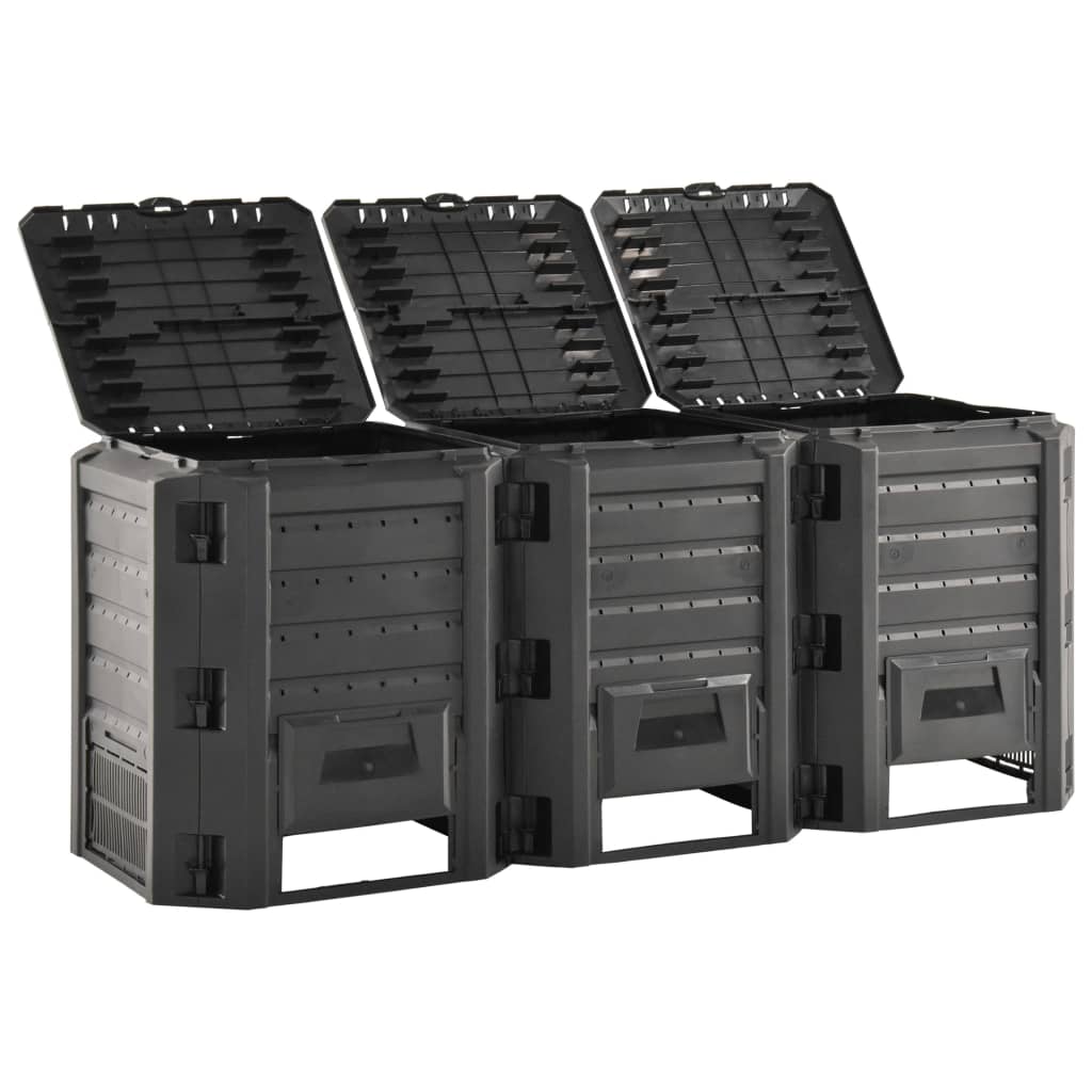 Compostador de jardín negro 1200 L