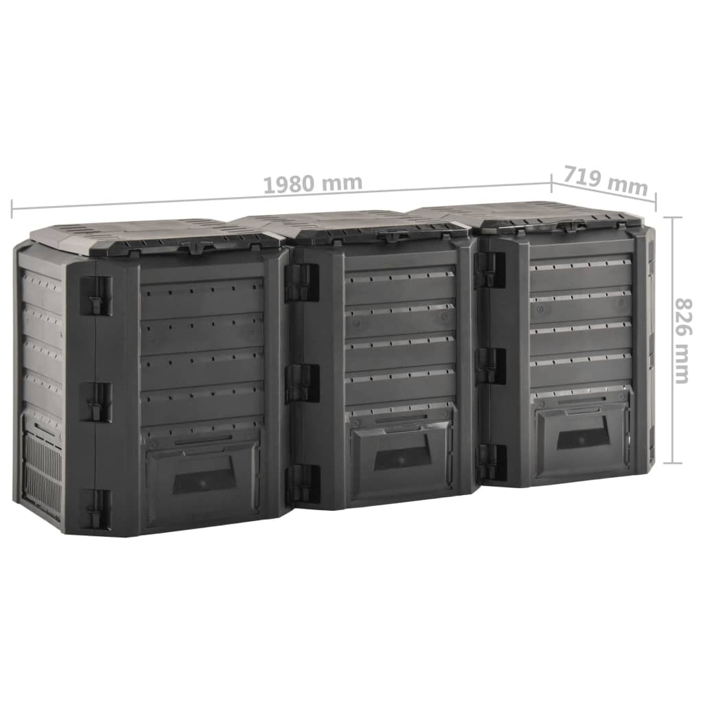Compostador de jardín negro 1200 L