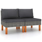 2 pcs synthetic rattan and eucalyptus wood center sofas
