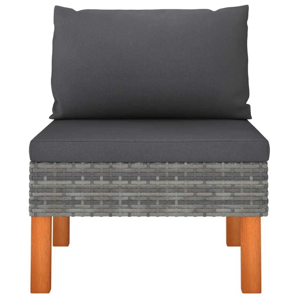 Set muebles de jardín 3 pzas ratán sintético madera eucalipto