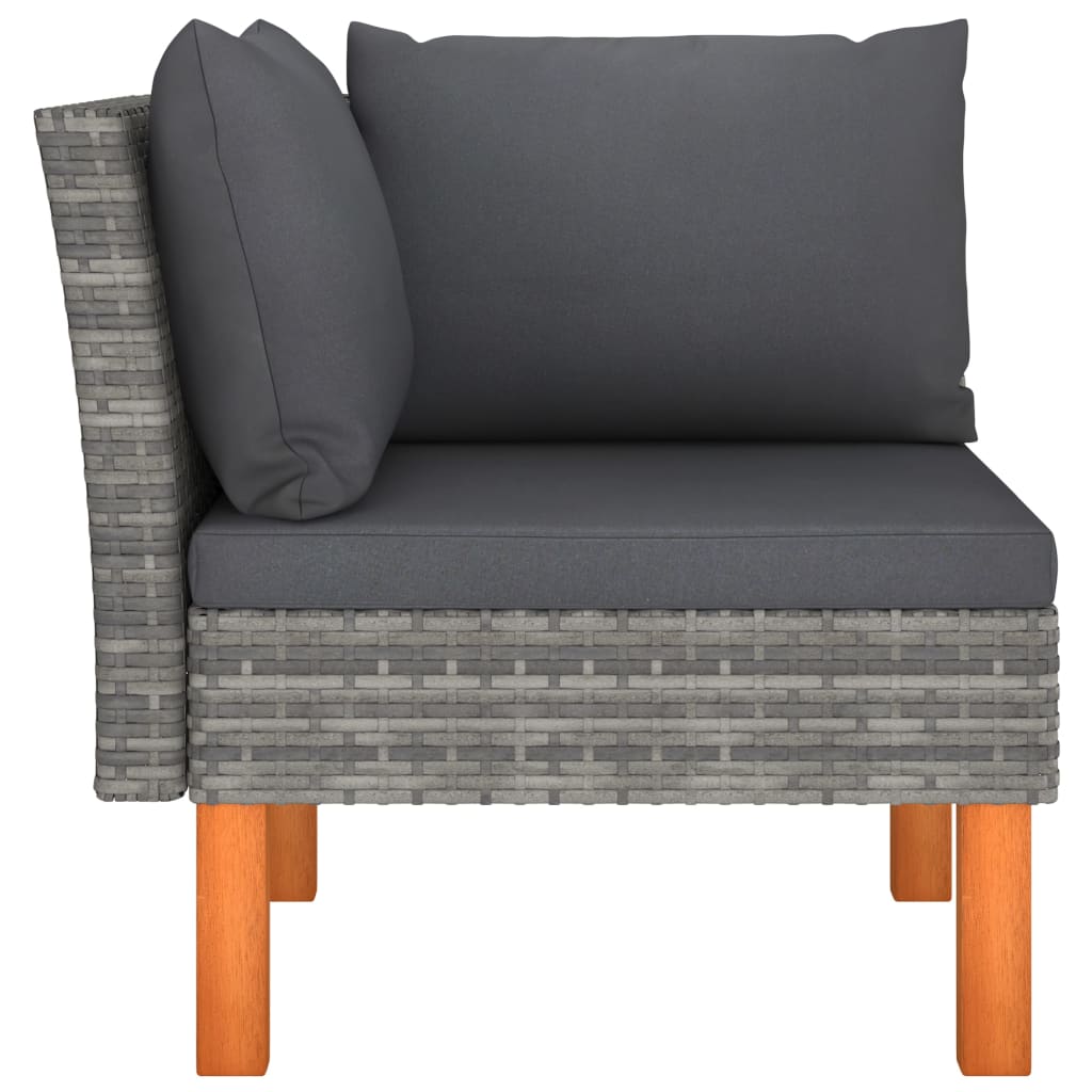 Set muebles de jardín 3 pzas ratán sintético madera eucalipto