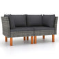 2-Piece Corner Sofa Set Synthetic Rattan and Eucalyptus Wood