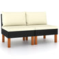 2 pcs synthetic rattan and eucalyptus wood center sofas