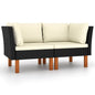 2-Piece Corner Sofa Set Synthetic Rattan and Eucalyptus Wood