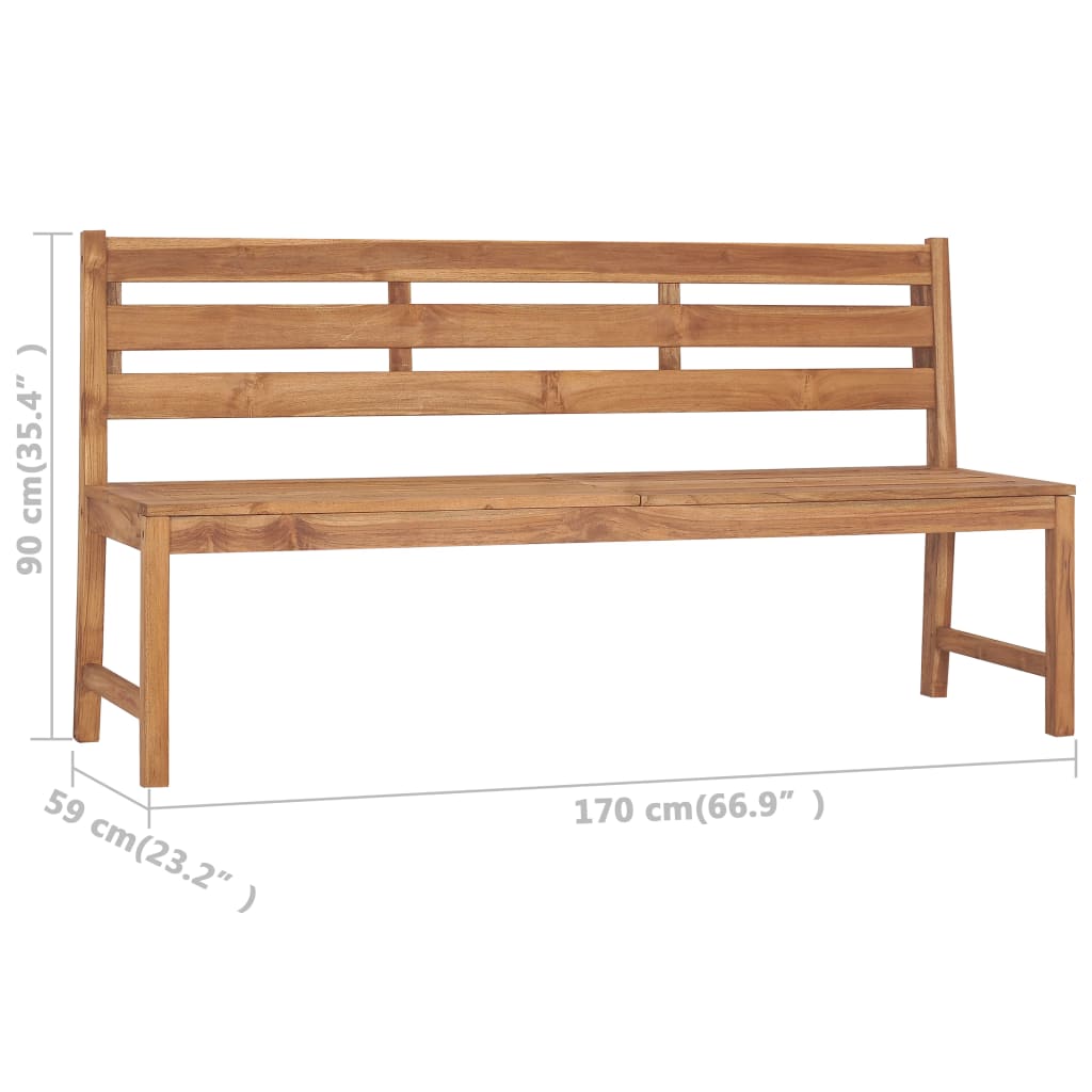 Banco de jardín de madera maciza de teca 170 cm