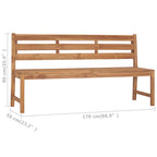 Banco de jardín de madera maciza de teca 170 cm
