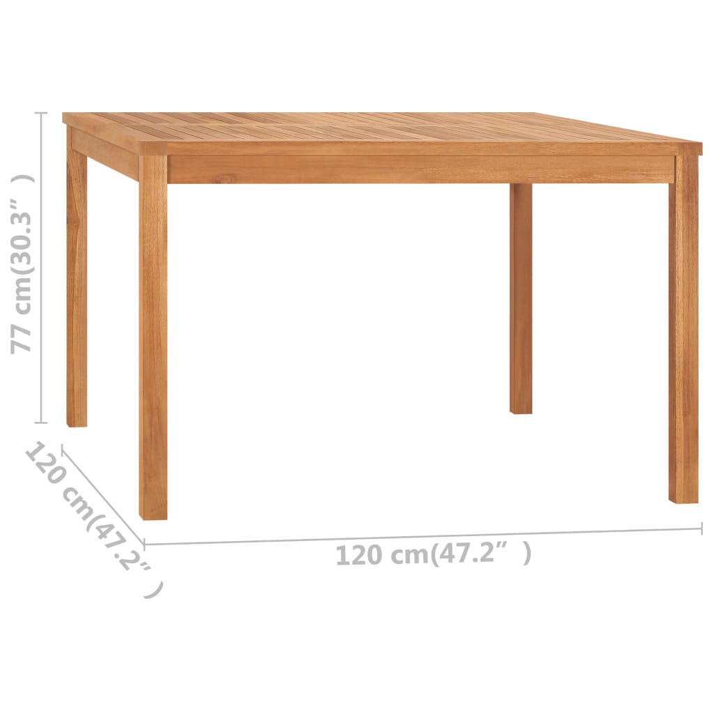 Mesa de comedor para jardín madera maciza de teca 120x120x77 cm
