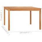 Mesa de comedor para jardín madera maciza de teca 120x120x77 cm