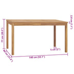 Mesa de comedor de jardín madera maciza de teca 140x80x77 cm