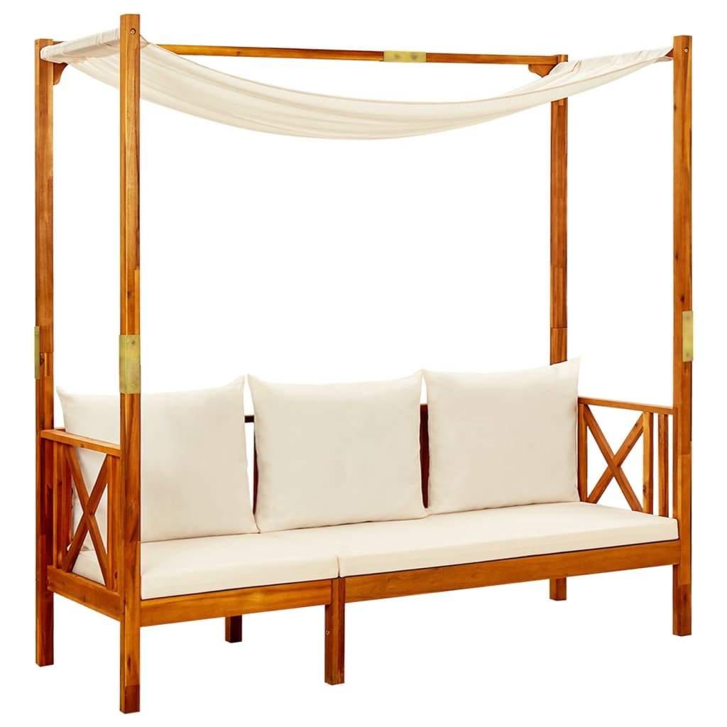Banco de jardín con mesa y reposapiés madera de acacia maciza