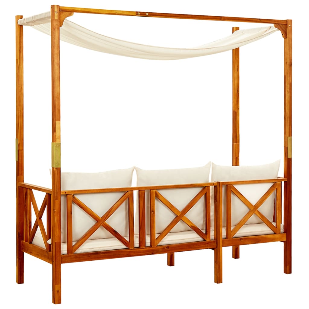 Banco de jardín con mesa y reposapiés madera de acacia maciza