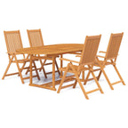 Juego de comedor de jardín 5 piezas madera maciza de acacia 150-200 cm