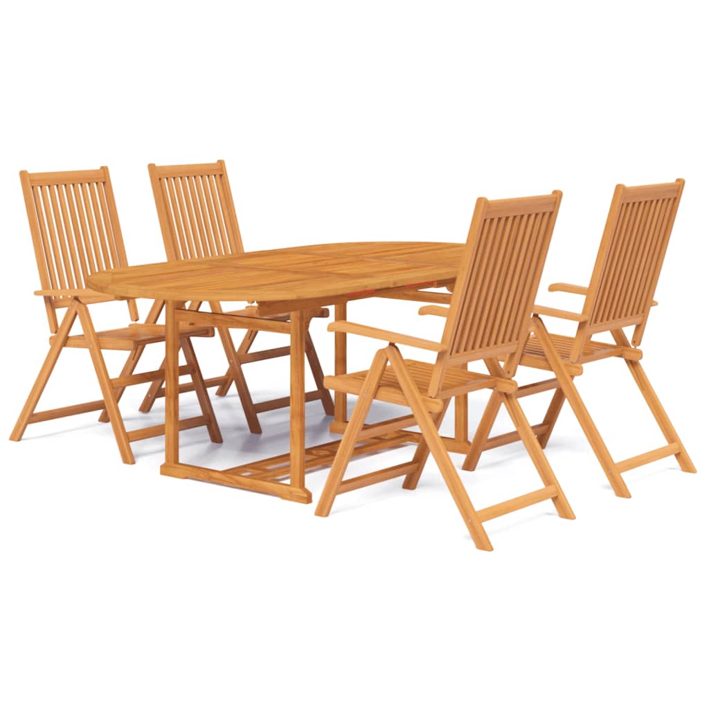 Juego de comedor de jardín 5 piezas madera maciza de acacia 150-200 cm