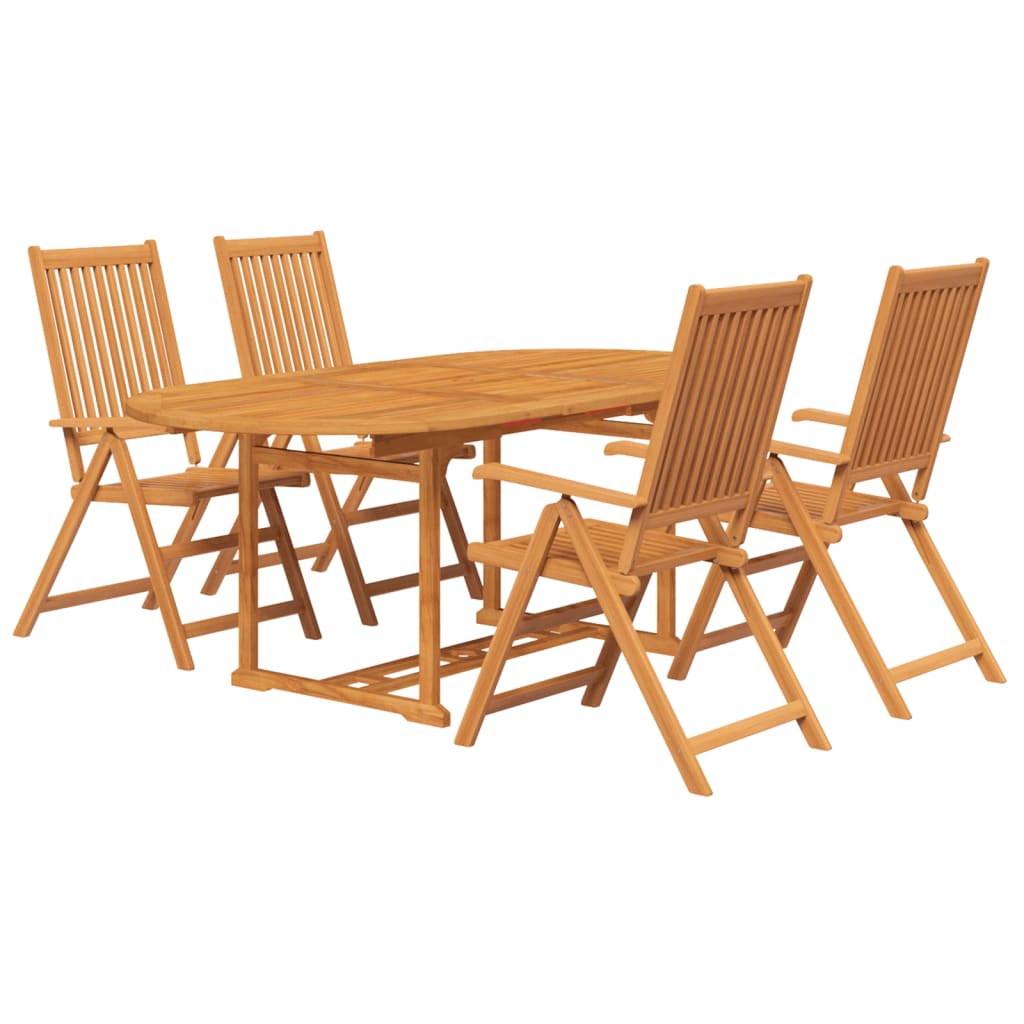 Juego de comedor de jardín 5 piezas madera maciza de acacia 150-200 cm