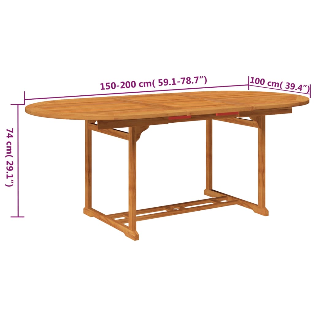 Juego de comedor de jardín 5 piezas madera maciza de acacia 150-200 cm
