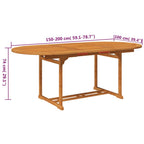 Juego de comedor de jardín 5 piezas madera maciza de acacia 150-200 cm