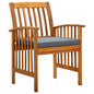 Set comedor de jardín 3 pzas y cojines madera maciza de acacia
