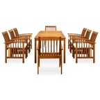 Set comedor de jardín 9 pzas y cojines madera maciza de acacia
