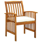 Set comedor de jardín 9 pzas y cojines madera maciza de acacia