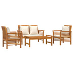Set de muebles de jardín 4 pzs y cojines madera maciza acacia