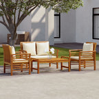 Set de muebles de jardín 4 pzs y cojines madera maciza acacia