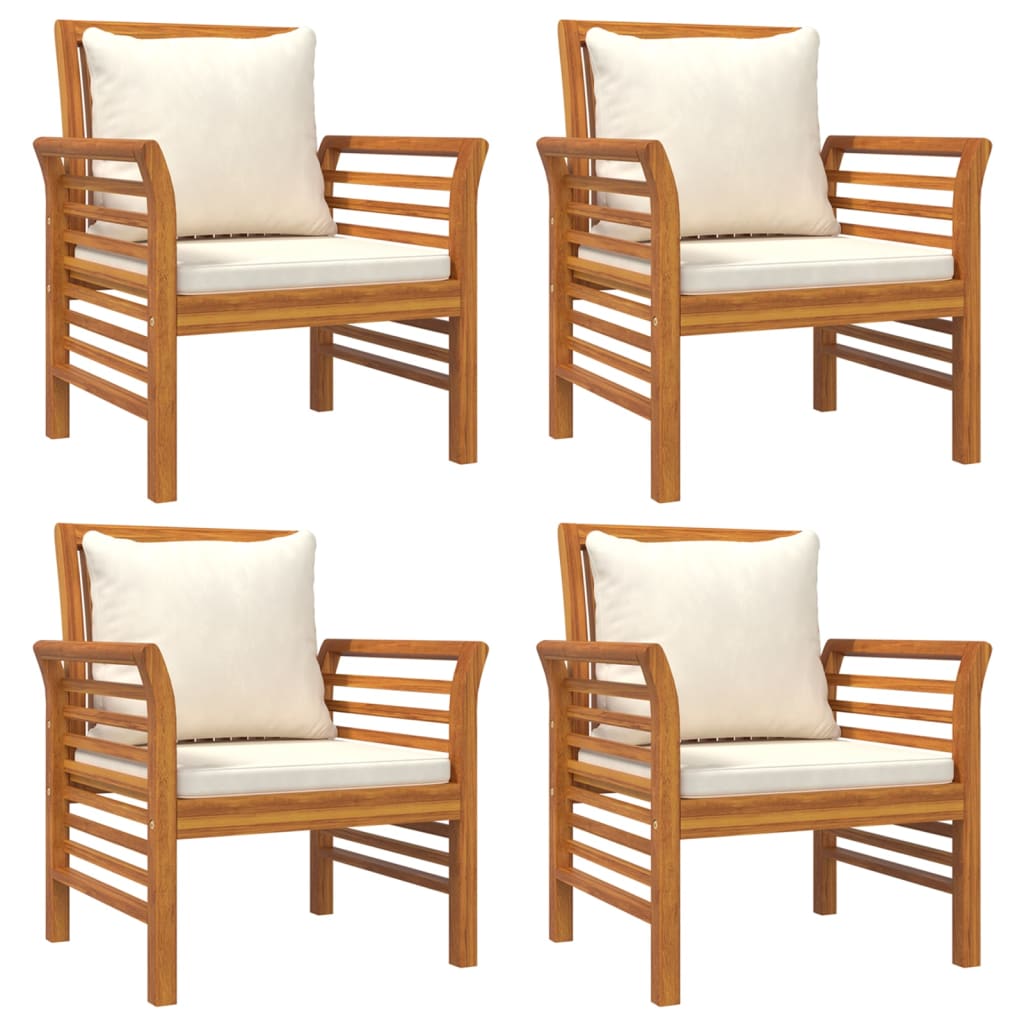 Juego de muebles jardín 5 pzas con cojines madera maciza acacia