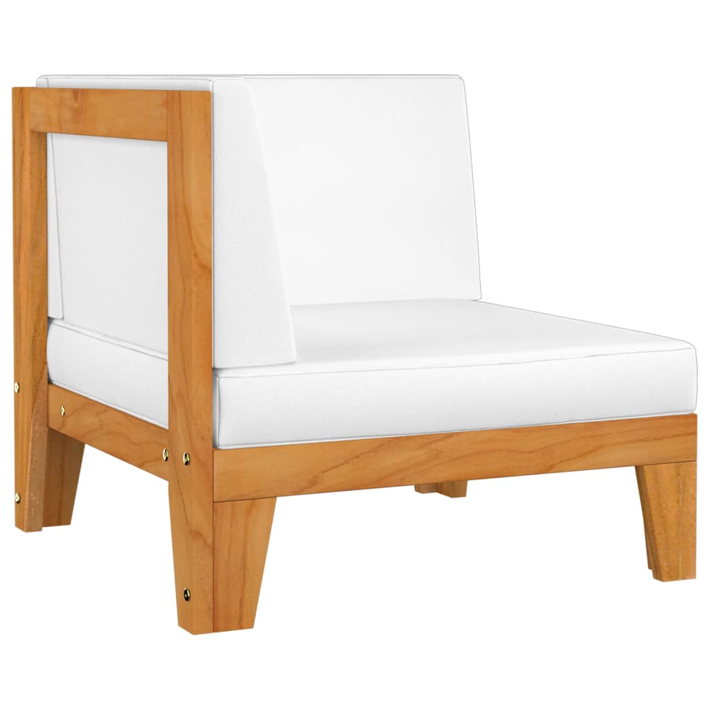 Sofá 2 plazas y cojines blanco crema madera maciza de acacia