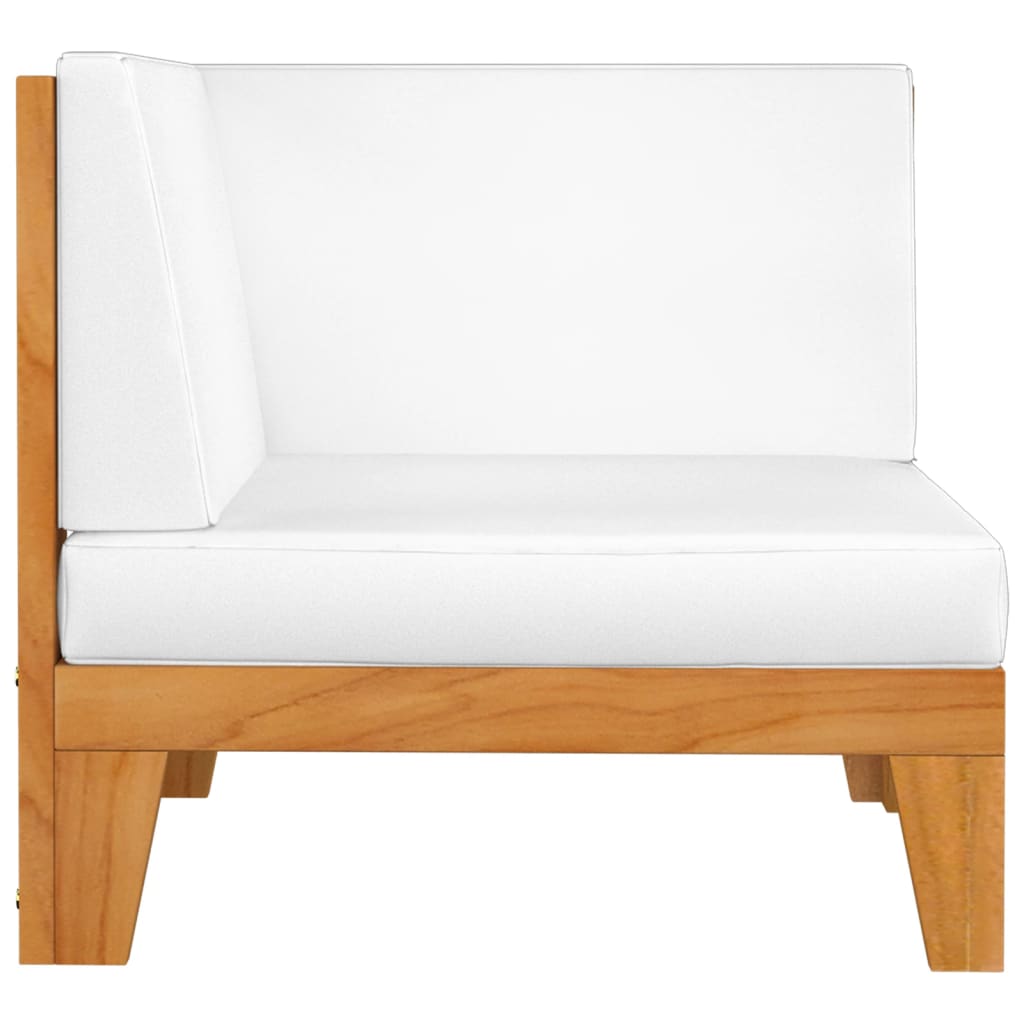 Sofá 2 plazas y cojines blanco crema madera maciza de acacia