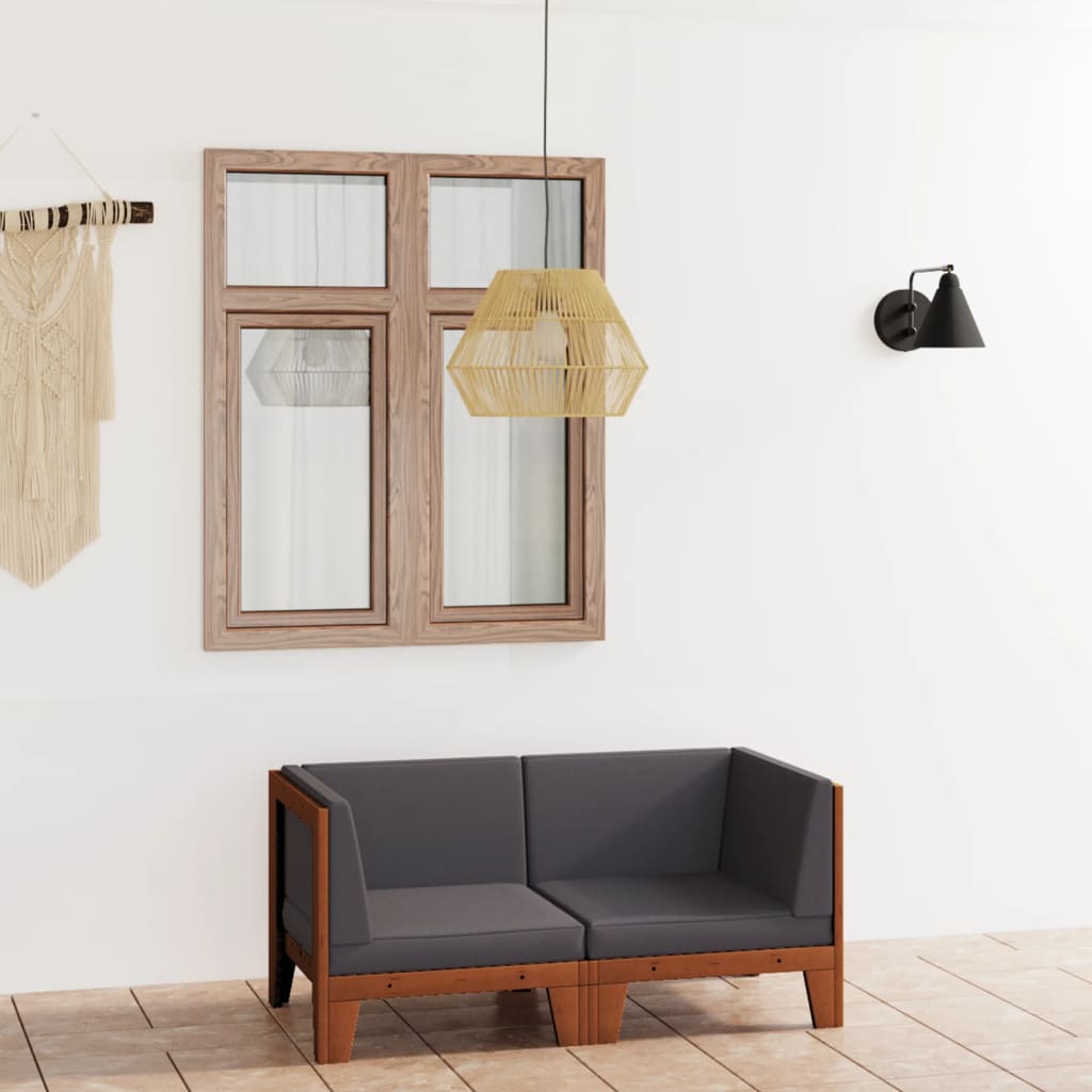 Sofá 2 plazas y cojines blanco crema madera maciza de acacia