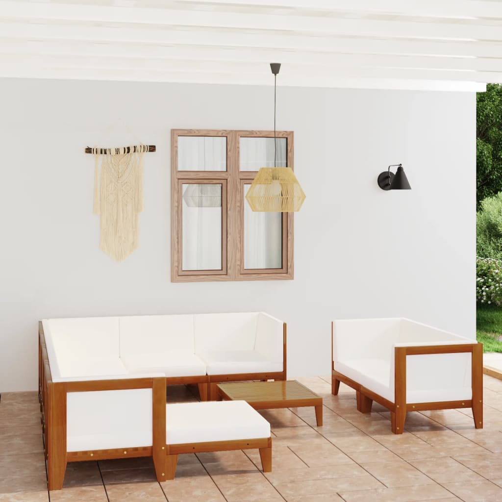 Conjunto de móveis de jardim 6 peças vime sintético castanho