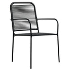 Set de comedor de jardín 5 pzas cuerda de algodón y acero negro
