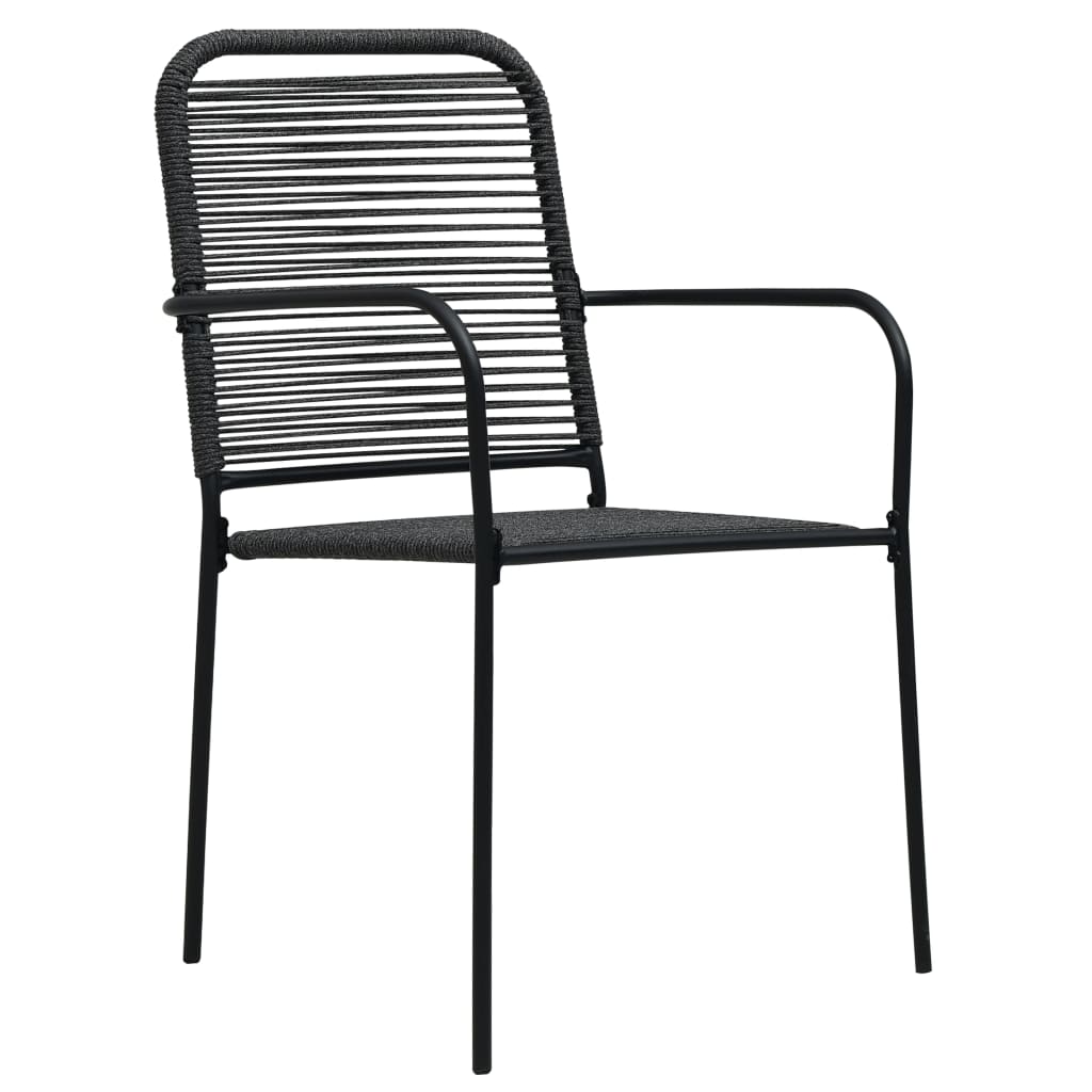Set de comedor de jardín 5 pzas cuerda de algodón y acero negro