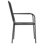 Set de comedor de jardín 5 pzas cuerda de algodón y acero negro