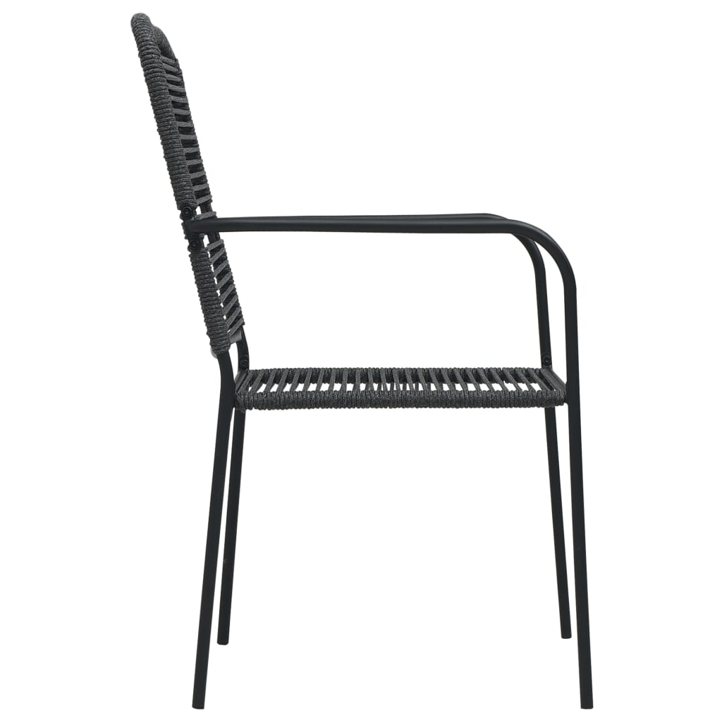 Set de comedor de jardín 5 pzas cuerda de algodón y acero negro