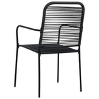 Set de comedor de jardín 5 pzas cuerda de algodón y acero negro