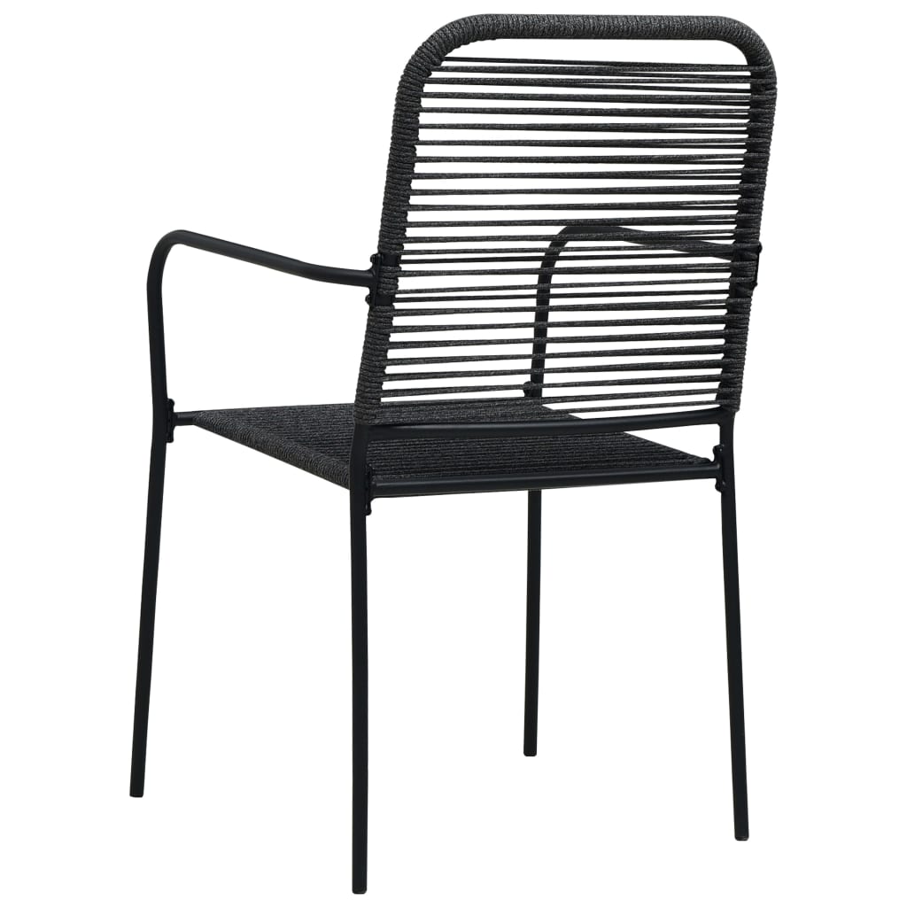 Set de comedor de jardín 5 pzas cuerda de algodón y acero negro