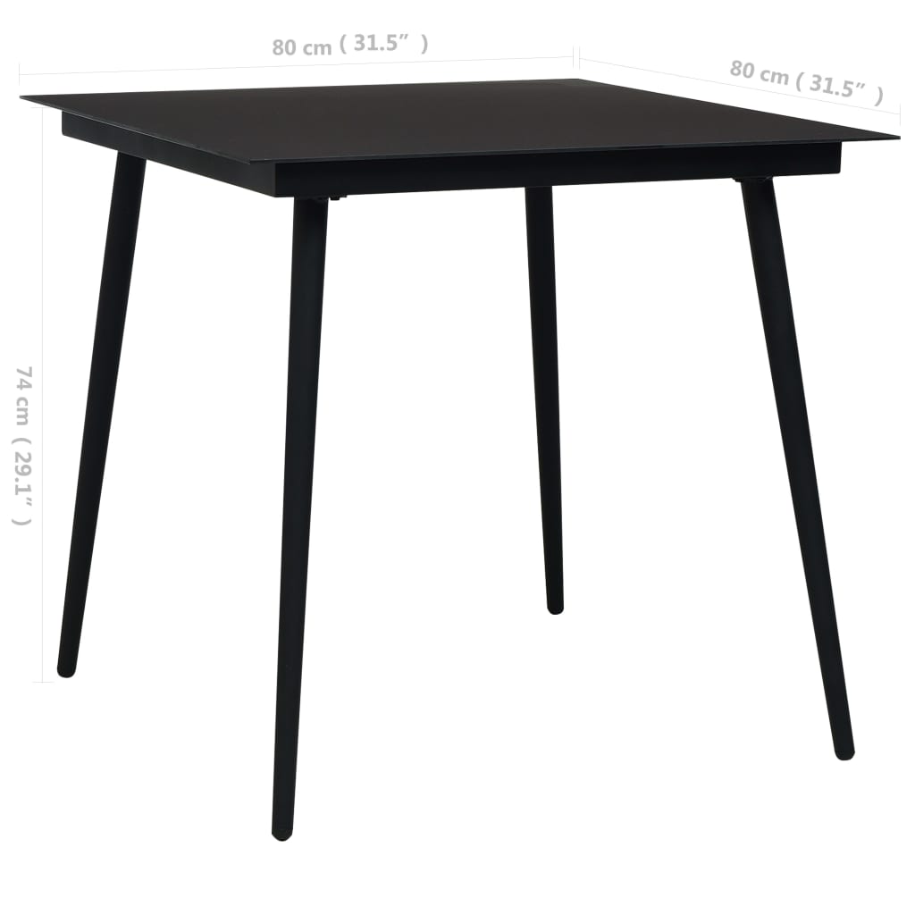 Set de comedor de jardín 5 pzas cuerda de algodón y acero negro
