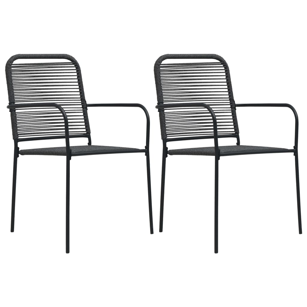 Set de comedor de jardín 3 pzas cuerda de algodón y acero negro