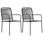 Set de comedor de jardín 3 pzas cuerda de algodón y acero negro