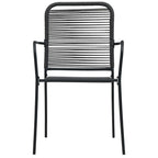 Set de comedor de jardín 3 pzas cuerda de algodón y acero negro